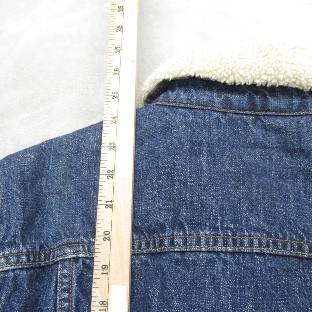 Levis Denim Jacket Mens Small Blue Sherpa Lined Insulated Button Front Trucker - Picture 9 of 13